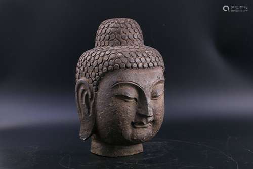 A Chinese Carved Stone Buddha Head Decoration