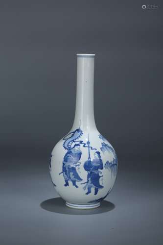 A Chinese Long Neck Blue and White Porcelain Vase