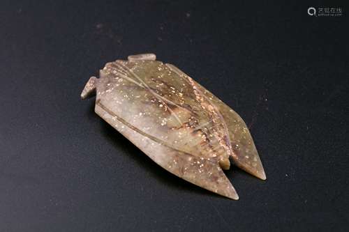 A Chinese Carved Jade Cicada Shape Decoration