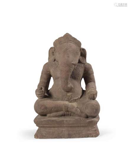 Importante statuette de Ganesh en grès gris