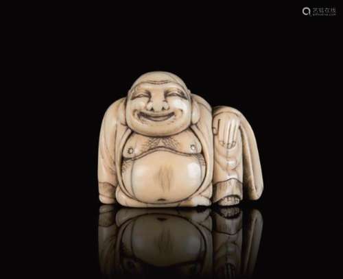 Netsuke en ivoire représentant un hotéi