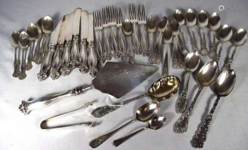 39 ASSEMBLED STERLING SILVER FLATWARE PIECES: