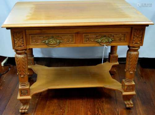 CARVED 1904 LIBRARY TABLE: