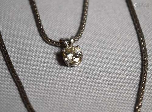 14KT WHITE GOLD CHAIN & DIAMOND NECKLACE: