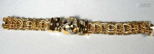 14KT CUSTOM MADE YELLOW GOLD & DIAMOND BRACELET: