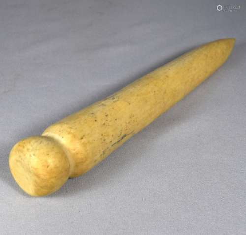 ANTIQUE SAILORS MADE WHALE BONE ROPE FID or PICKER: