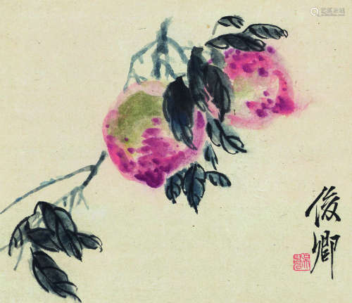 吴昌硕（1844～1927） 双寿 镜框 设色纸本
