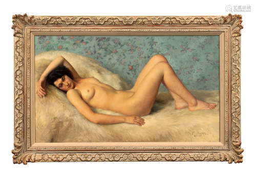 20世纪初 斜倚的裸体 布面油彩