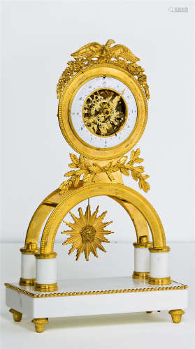 约1795年 罕见法国督政府时期鎏金铜骨架钟