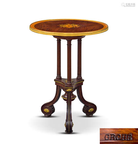 约1860年 法国巴黎细木拼花三足桌