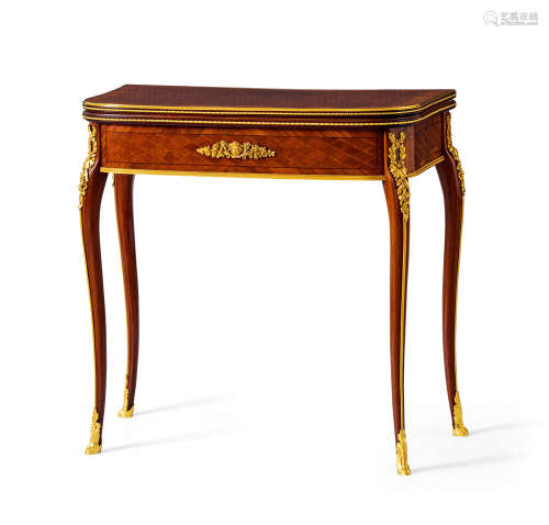 约1890年 法国巴黎铜鎏金细木镶嵌牌桌