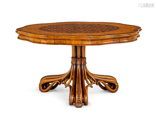 约1850年 罕见奥地利细木镶嵌中央桌