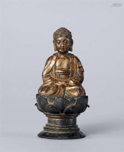 元 铜鎏金释迦牟尼佛坐像