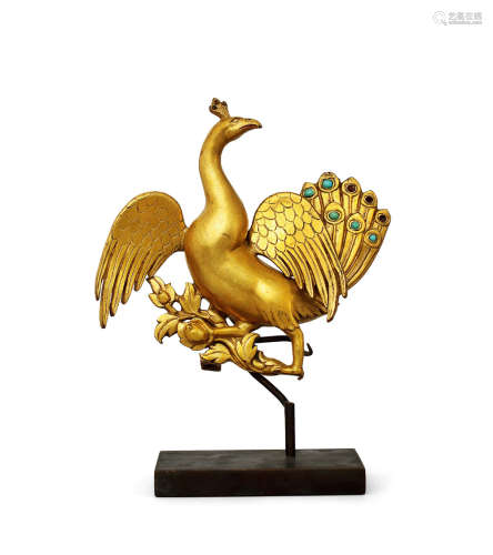 18世纪 铜鎏金护法孔雀像