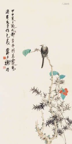 谢稚柳（1910～1997） 1944年作 花鸟 立轴 纸本