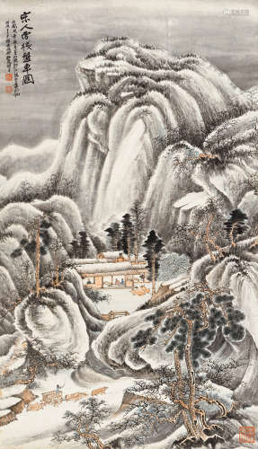 张大千（1899～1983） 拟宋人雪松图 立轴 纸本