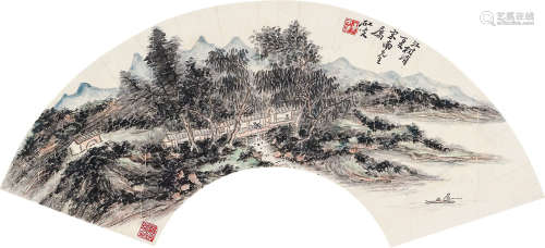 黄宾虹（1865～1955） 山水 扇面镜片 纸本
