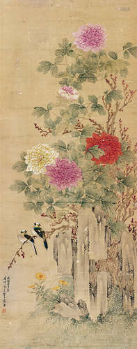 居廉（1828～1904） 花鸟 立轴 纸本