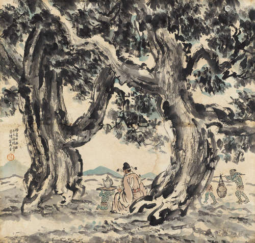 徐悲鸿（1895～1953） 1943年作 侍酒图 连框 纸本