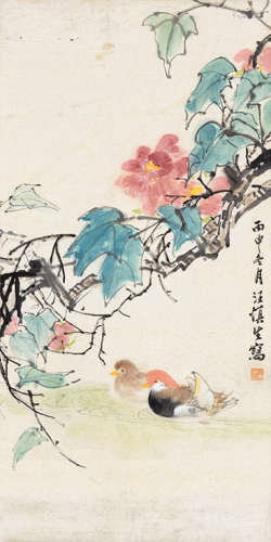 汪慎生（1896～1972） 花鸟 立轴 纸本