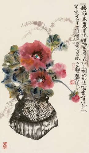 汪大文（1942～） 1986年作 花卉 立轴 纸本