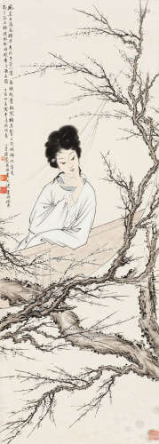 陆小曼（1903～1965）  贺天健（1891～1977） 仕女 立轴 纸本
