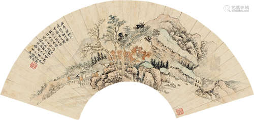 冯超然（1882～1954） 山水 扇面连框 纸本