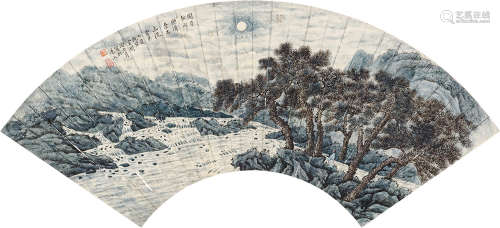 陶冷月（1895～1985） 松间明月 扇面镜片 纸本