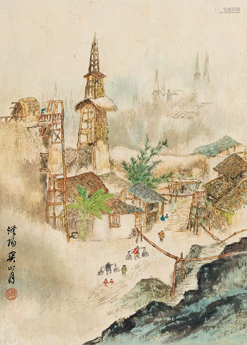 关山月（1912～2000） 风景 立轴 纸本