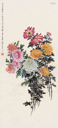 缪谷瑛（1875～1954） 菊花清逸 立轴 纸本