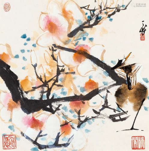 韩天衡（1940～） 花鸟 连框 纸本