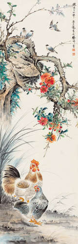 颜伯龙（1898～1955） 花鸟 立轴 纸本
