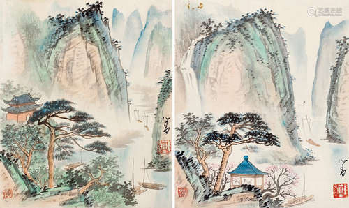 溥心畬（1896～1963） 山水小品 镜片 纸本