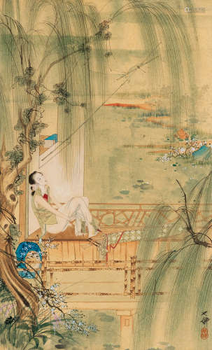 胡也佛（1908～1980） 仕女 连框 纸本