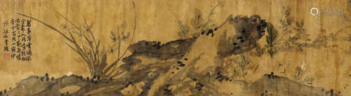李鱓（1686～1756）（款） 兰石图 镜片 绫本
