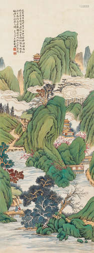 金城（1878～1926） 青绿山水 立轴 纸本