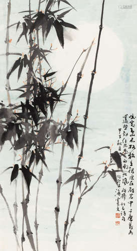 乐震文（1956～） 竹石图 立轴 纸本