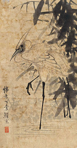 李鱓（1686～1756） 鹤竹 连框 纸本