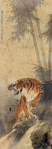 张善孖（1882～1940） 虎啸 立轴 绢本