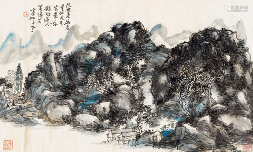黄宾虹（1865～1955） 1955年作 山水 镜片 纸本