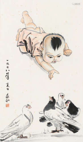 蒋兆和（1904～1986） 1978年作 天趣 立轴 纸本