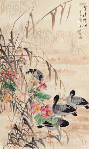 吴青霞（1910～2008） 1981年作 蓉诸修翎 立轴 纸本