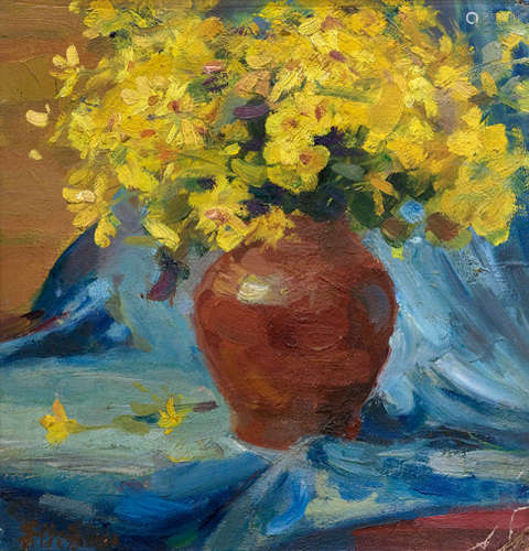 萧淑芳（1911～2005） 花卉 连框 油画
