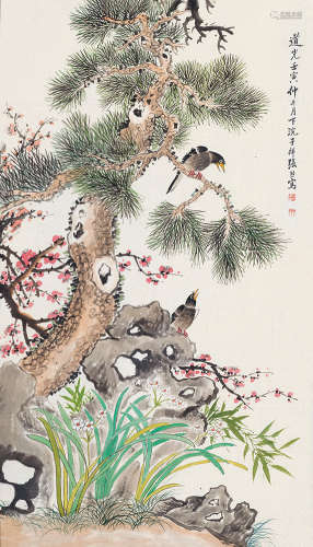 张熊（1803～1886） 花鸟 立轴 纸本