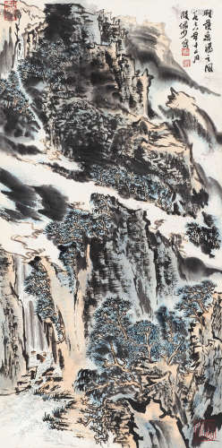 陆俨少（1909～1993） 1978年作 雁荡泉瀑 镜片 纸本