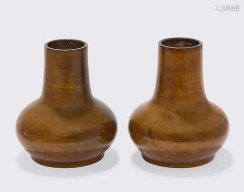 Qing dynasty A pair of Qinzhou nixing pottery stick neck vases