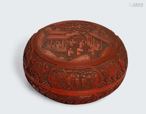 Late Qing/Republic period A cinnabar lacquer circular box