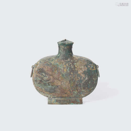 Han dynasty A cast bronze wine flask, bianhu