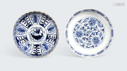 Two blue and white porcelain dishes