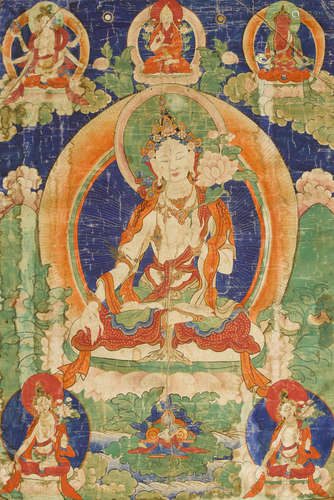 Tibet, circa 1900 A thangka of White Tara